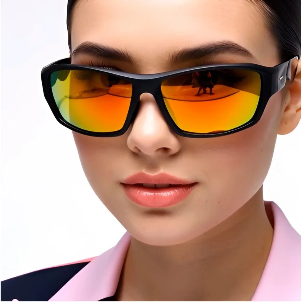 Sport Sunglasses Women Red Fire Mirrored Lens Driving Cycling Golfing Lentes New
